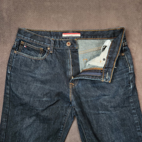 Tommy Hilfiger Jeans Mens 33x34 Blue Relaxed Straight Fit Denim Classic Style - Picture 7 of 16